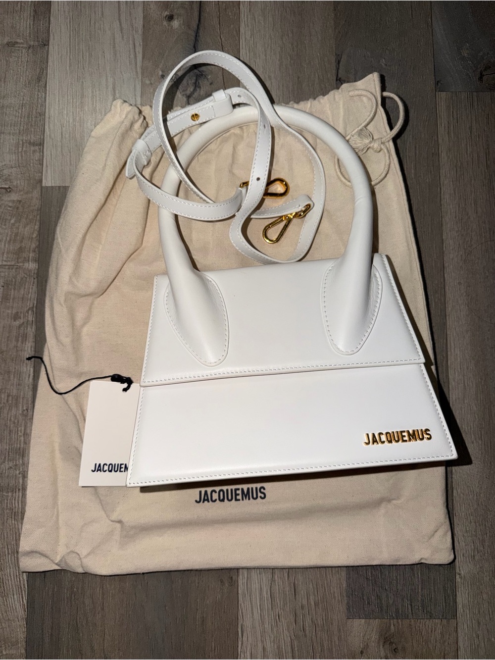 Jacquemus Le Grand Chiquito White Leather Top Handle Bag 🤍✨